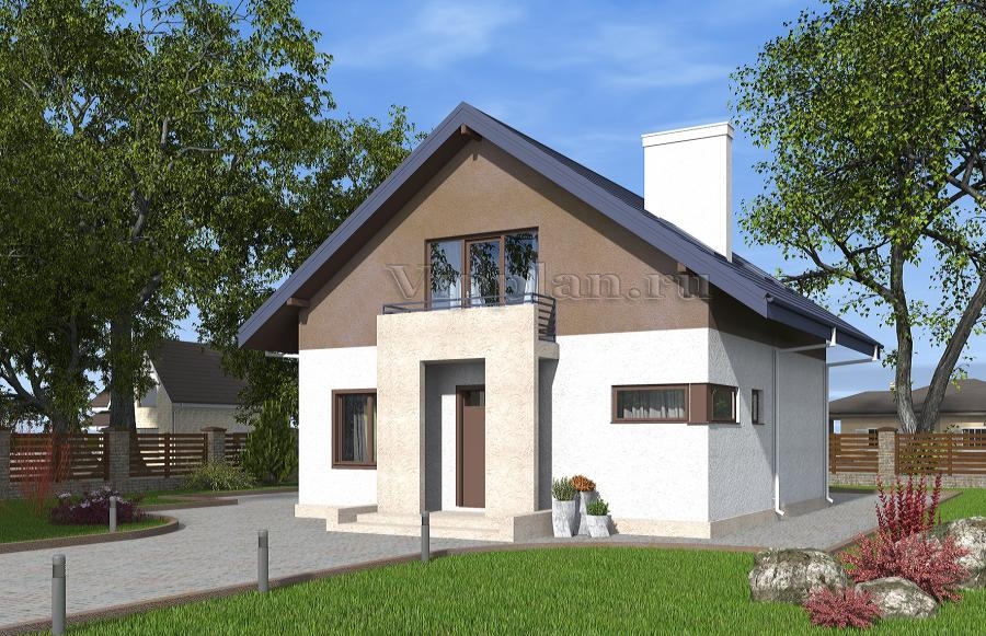 Одноэтажный дом с мансардой, кабинетом и тремя спальнями