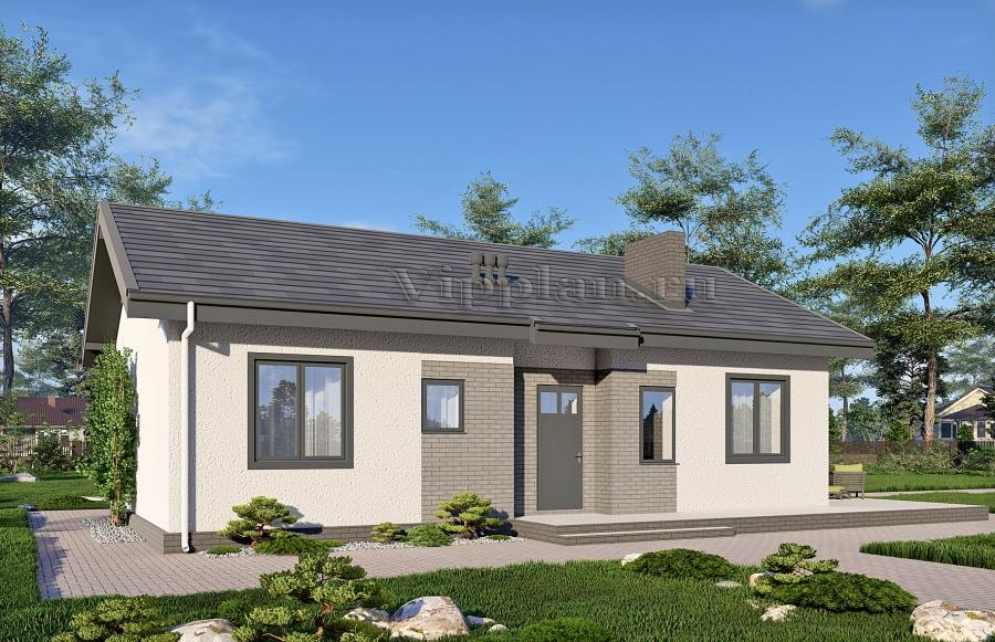 Одноэтажный дом с тремя спальнями и террасой